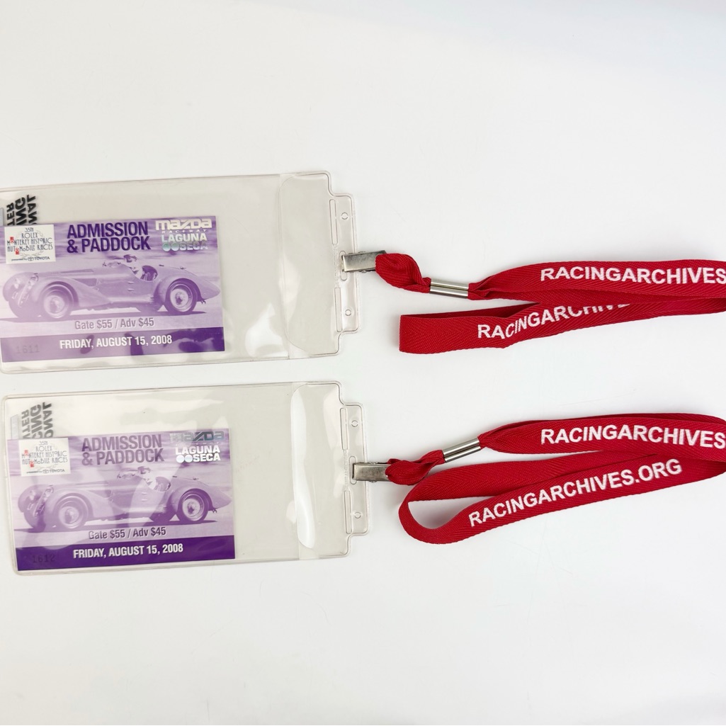 Two Rolex Monterey Historic Auto Races Mazda Laguna Seca Tickets Lanyards 2008